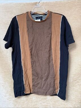 Denim & Flower Black and Brown Panel Short Sleeve Tee